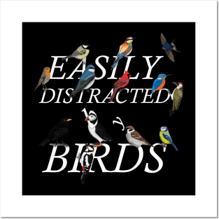 Easily Distracted by Birds Illustration Posters and Art